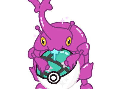 Shiny Heracross bug type character fan art heracross illustration nest ball pink pokeball pokemon shiny