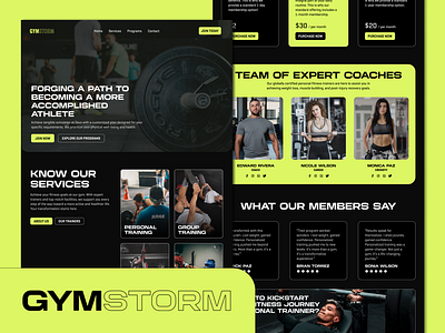GYMSTORM - Fitness landing page 💥 app design ui ux