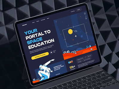 CosmicU - Space Education Header Website astronaut design education header illustration planet sky planet space ui vector web design