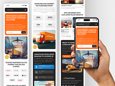 Logistics FleetEase Responsive Landing page design information architecture inventory management mobile first design order fulfillment packaging solutions prototyping responsive design route optimization shipping tracking user centered design user journey warehouse management wireframing