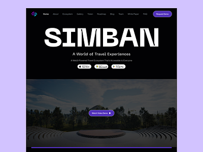 Landing page hero section for SIMBAN design landing page metaverse ui virtual reality vr web3