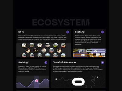 Ecosystem section of SIMBAN landing page design landing page ui vr web3