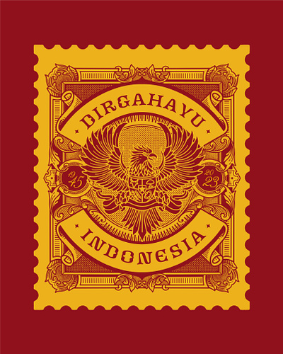 Indonesia Independence Day! branding dirgahayu eagle engraving etching floral geometric halftone handdrawn illustration independence indonesia label lineart merdeka monoline ornament packaging postage stamps vintage