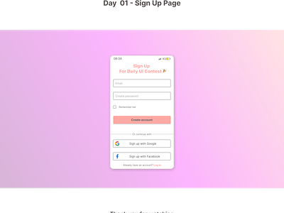 Sign Up Page dailyui design sign up signuppage ui