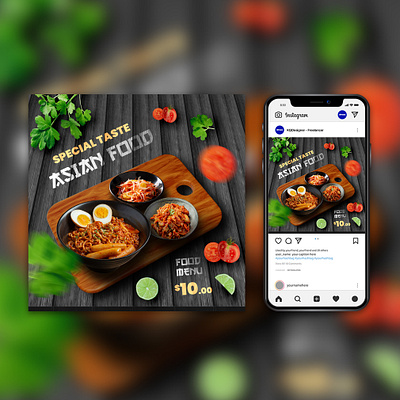 Asian Food Social Media Banner Design asian food design graphic design illustration kqdesigner kqfreelancer social media social post vector