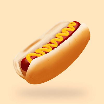 3d Hotdog with Mustard fast food Illustration 3d design design element food graphic design illustration ui