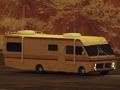 Breaking Bad Rv on Desert. 3d 3d mesh 3dmodel animation branding breaking bad car cartoon desert gamedesign lowpolly minimal motion graphics ride rv summer tv series vehicle vintage web