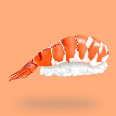 3d Nigiri Tiger Shrimp sushi Illustration 3d design design element food graphic design illustration ui