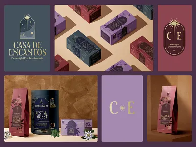 Casa de Encantos brand branding design font herb identity illustration logo logotype mark packaging sleep tea