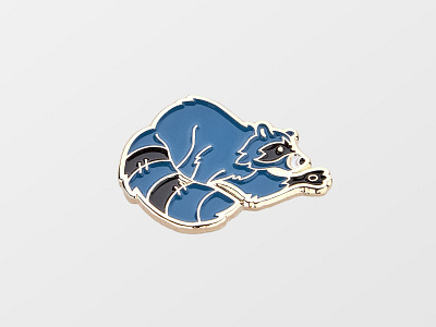 Raccoon animal badge illustration metal pin raccoon