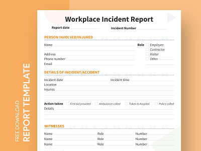 Workplace Incident Report Free Google Docs Template accident circumstance design doc docs document episode event google incident ms print printing report template templates word