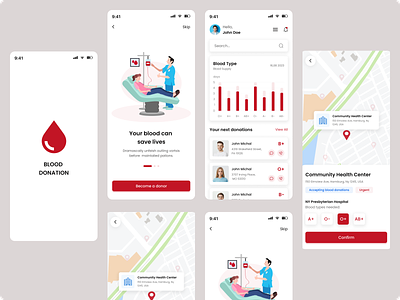 Blood Donation App ambulance app blood bank blood donation app blood donner blood donner app clean design doctor emergency hospital minimal mobile app mobile app design organization ui user experience user interface ux uxui design