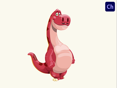 Long Neck Dinosaur Adobe Character Animator Puppet Template adobe character animator animated character animation character animator character design dino dinosaur long neck red red dinosaur