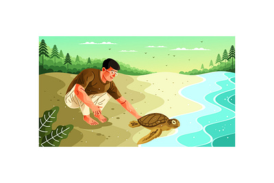 Man Save A Turtles Illustration ecosystem