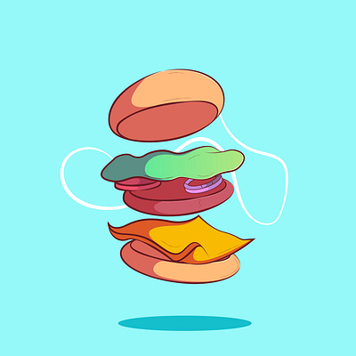 Burger vector illustration in Adobe illustrator. adobe illustrator art branding burger cartoon drawing food graphic design illsutrator illustration logo vector