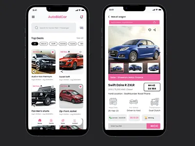 AutoBidCar App app autobidcar bid brand branding car logo ui ux