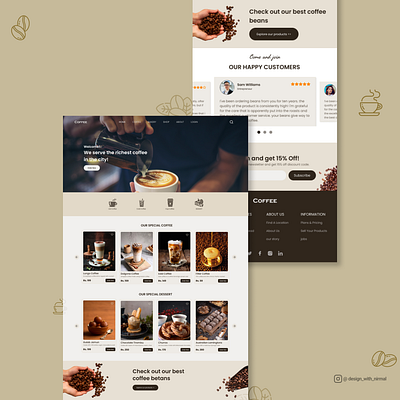 Coffee Shop Landing Page Design branding coffee shop web design design figma landing page design ui uiux web design