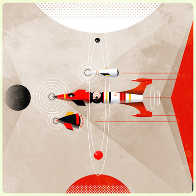 Bauhaus rockets bauhaus design illustration illustrator logo mid century modern minimalist poster science fiction texture travel vector vintage