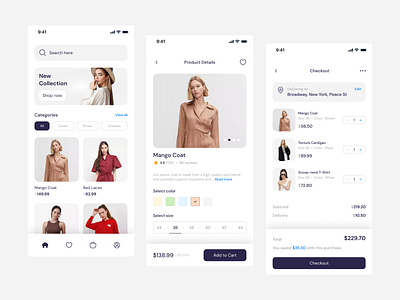 Fashion Store Mobile App UI app design e commerce graphic design mobile app