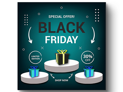 Black Friday 3d promotion sale ads banner and social media post 3d promotion