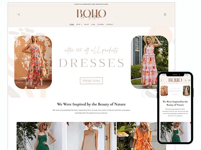 BOHO - Pastel Beige Shopify Theme | Customizable template shopify