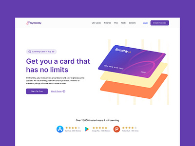 Fintech Landing Page For Card Company card finance fintech landing page tech ui uiux ux web website