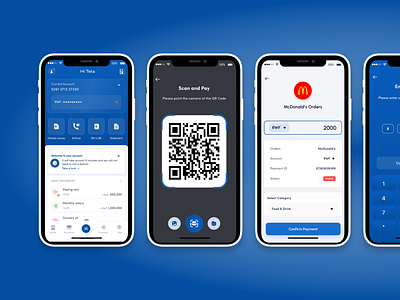 Introducing the Future of Payments: The Scan and Pay Feature bank bk app branding mobile app motion design newfeature product qr code scan and pay ui ux