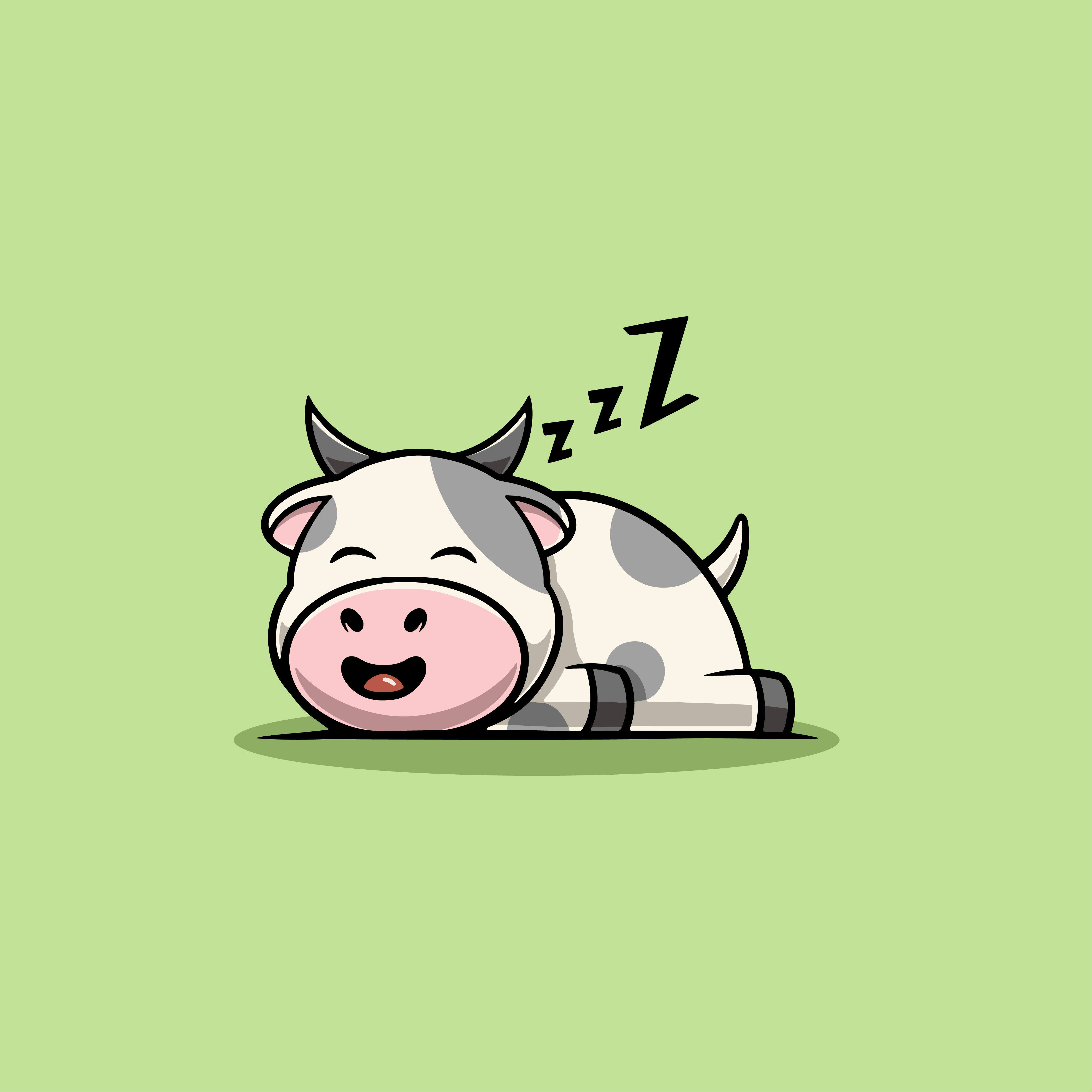 Cute Cow Sleeping Illustration branding sleeping time