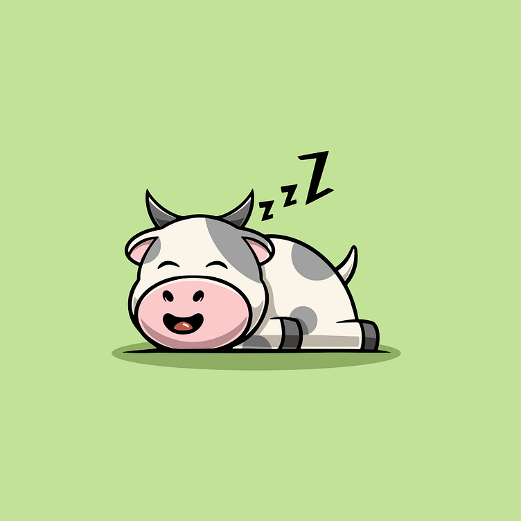 Cute Cow Sleeping Illustration by Cubbone on Dribbble