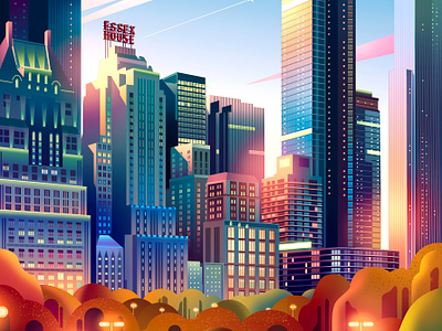 Evening in Central Park 🍂 autumn buildings centralpark city cityscape colourful fall garden illustration light parc park penthouse poster skyscraper sunlight travel usa