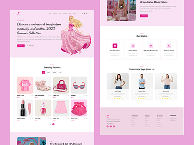 Barbie - Landing Page Challenge accessories animations barbie barbie website landing page branding colorful design dolls fantasy figma graphic design illustration kids landing page logo playful trendy ui ux website