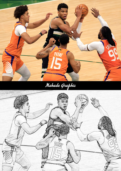 Professional Photoshop Sketch ball basketball drawing graphic design image orange pencil photo photoshop player sketch sport sports stadium wood