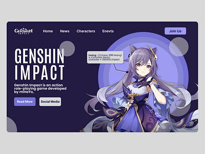 Genshin impact landing page design anime design figma frontend genshin impact graphic designer ui website