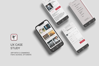 UX case study. App with e-commerce for karate school app gray interface logo sport ui ux ux case study web design website