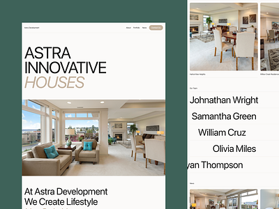 Astra Houses design development houses residentual ui website