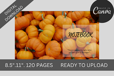 PUMPKIN THEMED KDP LINED PAPER INTERIOR+COVER, LOW CONTENT BOOK branding design graphic design illustration kindle direct pub ui ux vector