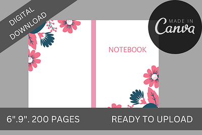 INTERIOR+COVER FOR FLOWER KDP LINED PAPER, LOW CONTENT BOOK branding design graphic design illustration kindle direct pub typography ui ux vector