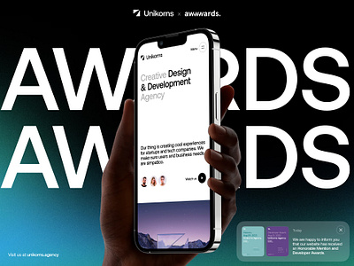 Unikorns – Honorable Mention & Developer Award agency awwwards banner design graphic design hero homepage mobile mockup studio typography ui unikorns ux website