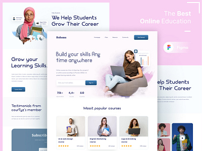 BOLOMO Online Learning Website collage connections courses education idealrahi imagination inspiration knowladge learners learning experience online learning school ui ux university web ui website design