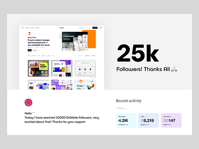 25K+ Followers! Dribbble Thanks All 🙏🏻 design dribbble dribbble best dribbble designer dribbble portfolio dribbble ui dribbble website dribbble website design dribbbler feature hiring home page landing page ui web webdesign website website design