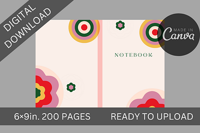 INTERIOR+COVER FOR FLOWER KDP LINED PAPER, LOW CONTENT BOOK branding design graphic design illustration kindle direct pub typography ui ux vector