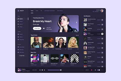 MUCY | Streaming music dashboard app crypto dark dashboard music nft purple statistics uiux web3