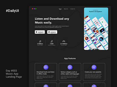#DailyUI day 003 challenge dailyui landing music music app