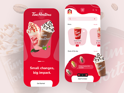 Tim Hortons Mobile App 2024 app application branding coffee coffetime cold coffee design espresso graphic design hotcoffe illustration latest mocha tim hortons time timhortons ui ux vector