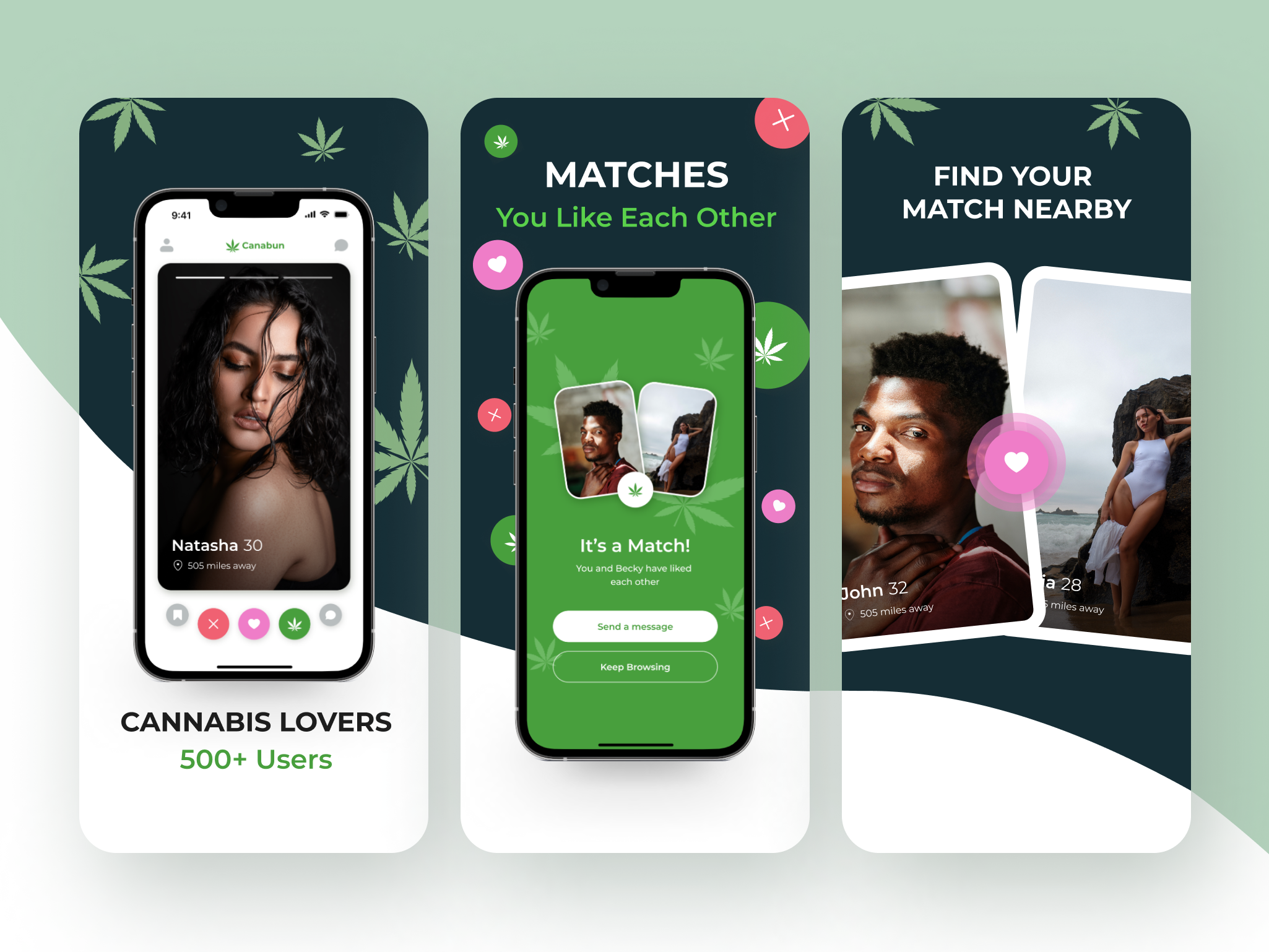 Mobile app for dating and cannabis acquaintances app store application cannabis design following illustration ios love social media ui uiux