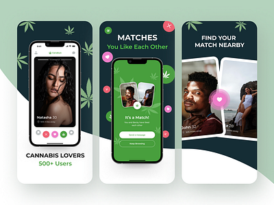 Mobile app for dating and cannabis acquaintances app store application cannabis design following illustration ios love social media ui uiux