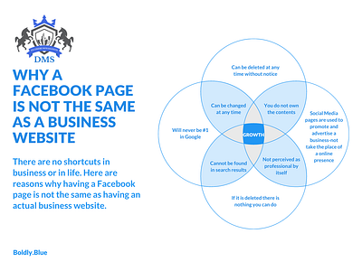 Why a Facebook Page is Not the Same as a Website infographic