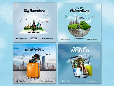 Travel Social Media Advertising Design ads design adventure advertising banner banner design creative ads digital ads design manipulation poster design social media design social media post travel travel agency travel banner travel poster