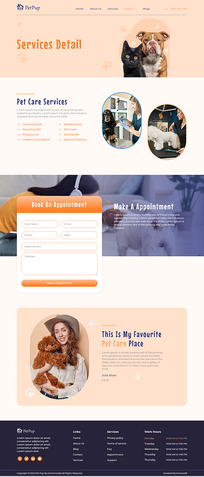 Service detail of Pet Care Services Elementor Template K animal branding design design idea dog graphic design illustration pet pet care pet clinic pet lover pet saloon pet shop ui ux website