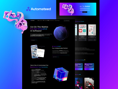 Automateed - AI Landing Page Website UI Design ai ai design artificial intelligence branding design figma graphic design inspiration design intelligence landing page machine neural ui ui design ui ux uiux design ux web design website